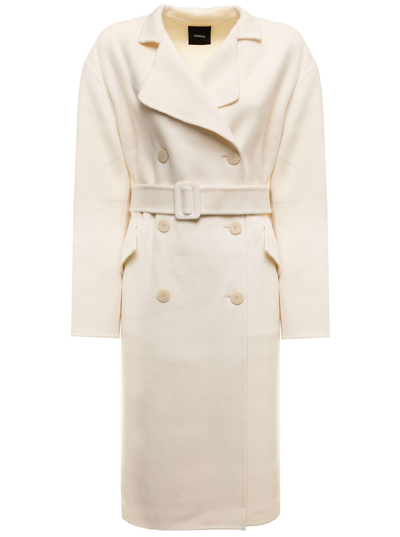 Shop Theory Double-breasted Wool And Cashmere White Long Coat  Woman