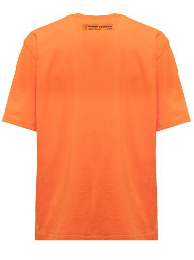 Shop Heron Preston Orange Cotton T-shirt With Print  Man