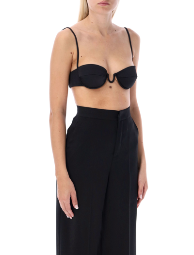 Stella Mccartney Wired Satin Bra Top In Black