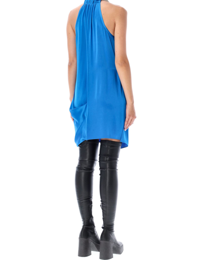 Shop Stella Mccartney Diamond Choker Mini Dress In Blue