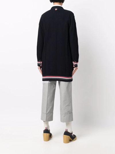 Shop Thom Browne Oversized Rwb Stripe-detail Cardigan In Blue