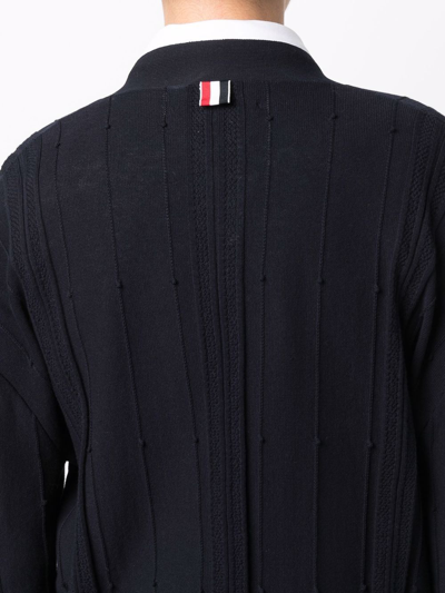 Thom Browne Rwb Stripe-detail Oversized-fit Cardigan In Blue