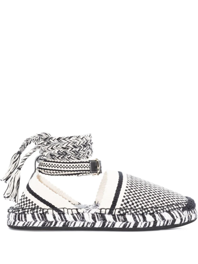 Shop Chloé Meril Check-pattern Espadrilles In White