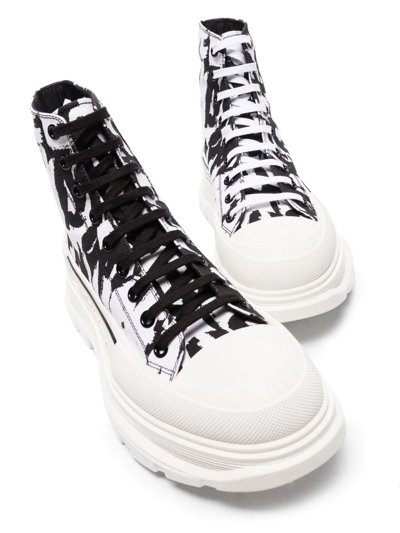 Shop Alexander Mcqueen Graffiti Tread Canvas Boots In White