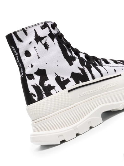 Shop Alexander Mcqueen Graffiti Tread Canvas Boots In White