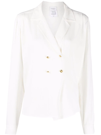 Shop Giambattista Valli Double-breasted Long-sleeve Shirt In White