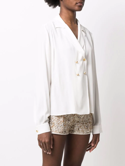 Shop Giambattista Valli Double-breasted Long-sleeve Shirt In White