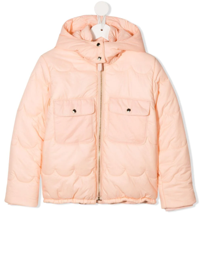 Shop Chloé Scalloped Padded Puffer Coat In Pink