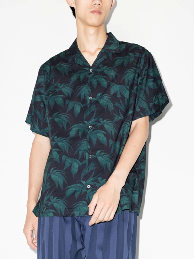 Shop Desmond & Dempsey Leaf-print Short-sleeve Shirt In Green