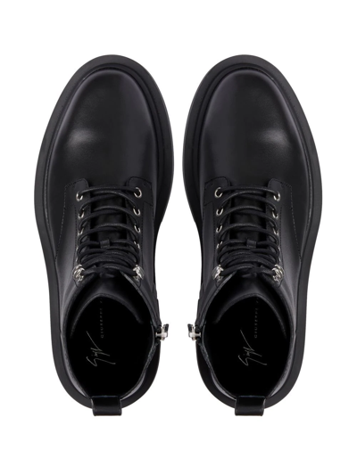 Shop Giuseppe Zanotti Adric Leather Combat Boots In Black