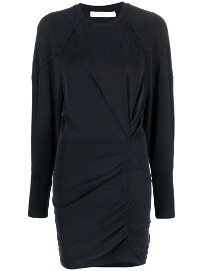 Shop Iro Long-sleeved Gathered Dress In Black
