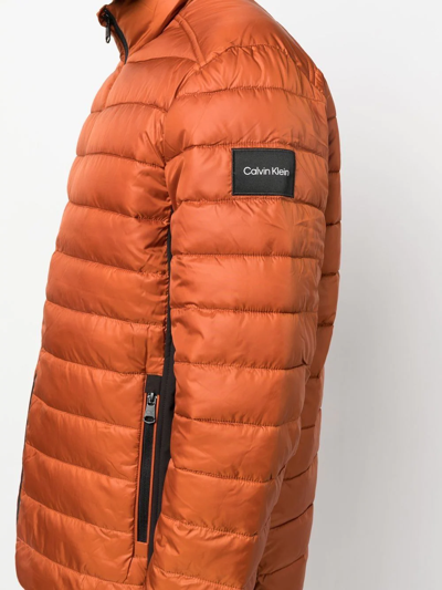 Calvin Klein Zipped-up Padded Jacket In Orange