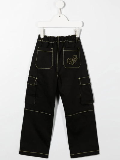 Shop Off-white Off Rounded Cargo Trousers In Black
