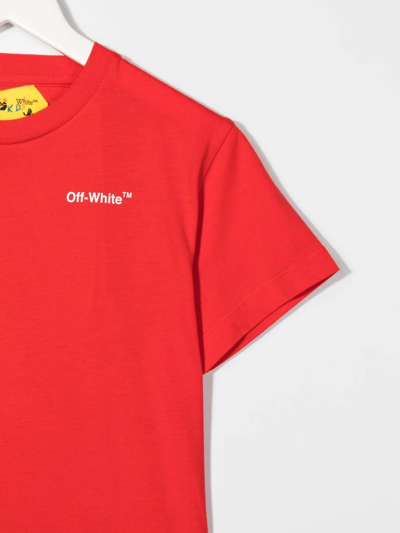 Off-white Red T-shirt For Kids With Logo | ModeSens