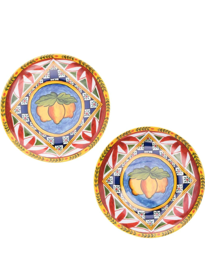 Shop Dolce & Gabbana Graphic-print Dinner Plates (set Of 2) In Red