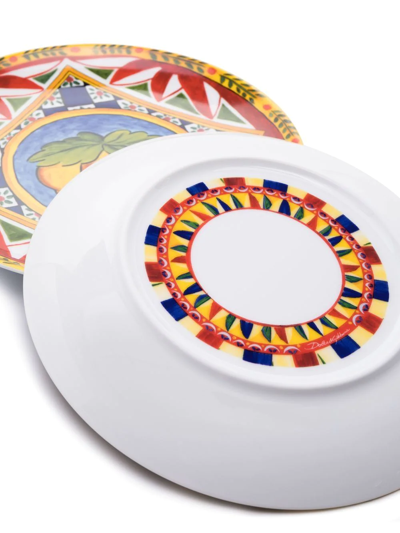 Shop Dolce & Gabbana Graphic-print Dinner Plates (set Of 2) In Red