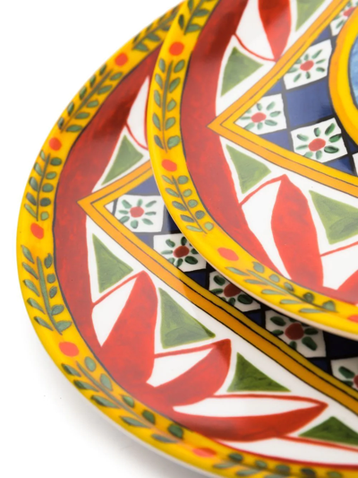 Dolce & Gabbana Graphic-print Dinner Plates (set Of 2) In Red