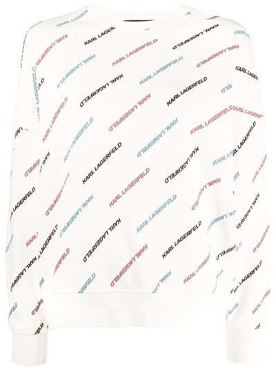 Shop Karl Lagerfeld Logo-print Cotton Jumper In White