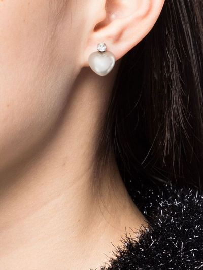 Shop Simone Rocha Pearl Heart Earrings In White