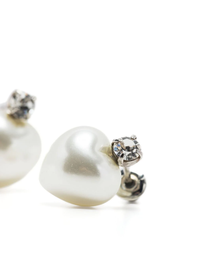 Shop Simone Rocha Pearl Heart Earrings In White