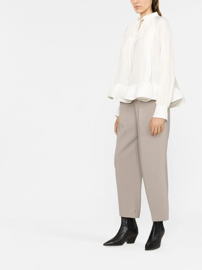 Shop Lanvin Ruffled-detail Long-sleeved Blouse In White