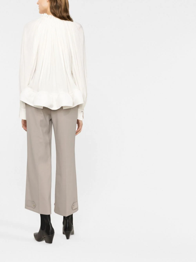 Shop Lanvin Ruffled-detail Long-sleeved Blouse In White