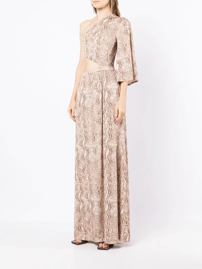 Shop L Agence Snakeskin-print Maxi Dress In Brown