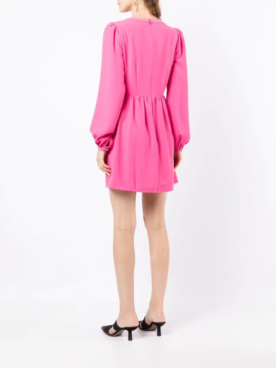 Shop Saloni Camille Bow-embellished Dress In Pink