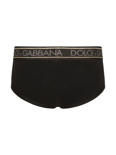 Shop Dolce & Gabbana Brando Logo-waistband Briefs In Black