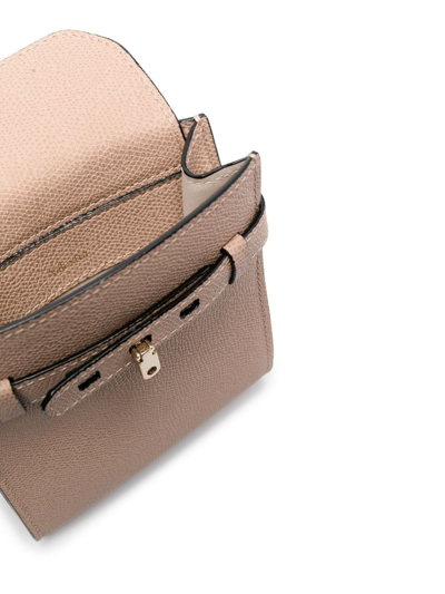 Shop Valextra Grained-leather Shoulder Bag In Neutrals