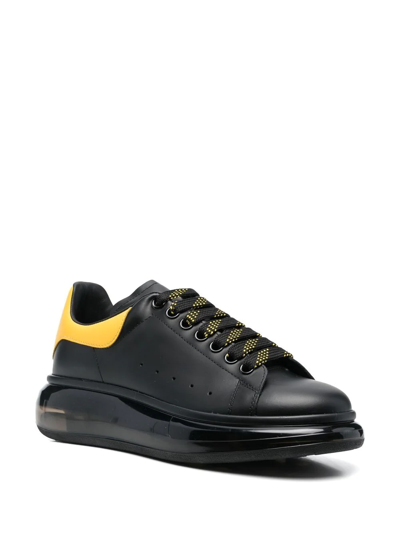 Alexander Mcqueen Oversized Gel Sole Leather Platform Sneakers In Black