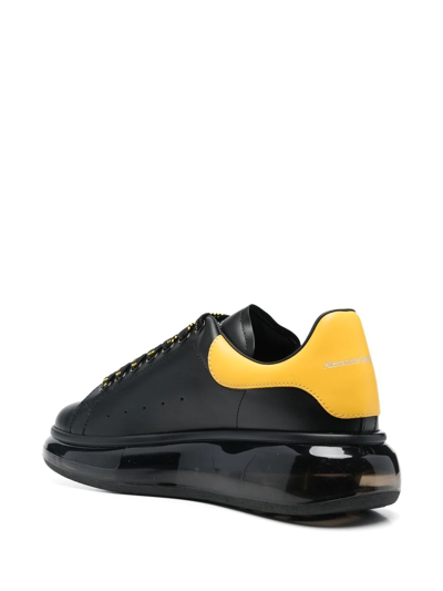 Alexander Mcqueen Oversized Gel Sole Leather Platform Sneakers In Black