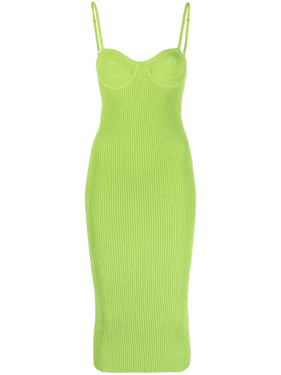 Helmut Lang Rib Eyelet Bra Dress In Green