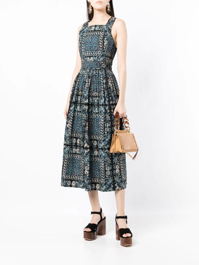 Shop Ulla Johnson Kerani Graphic-print Midi Dress In Black