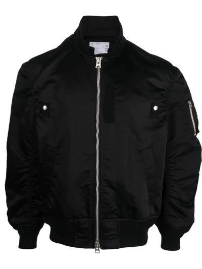 Shop Sacai Zip-up Bomber Jacket In Black