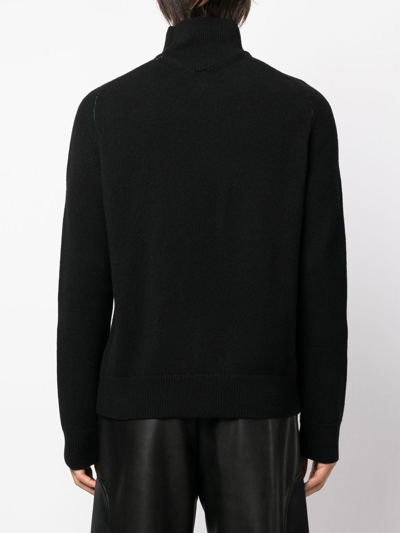 Shop Bottega Veneta Contrast-stitch High-neck Jumper In Black