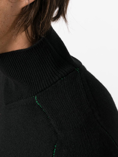 Shop Bottega Veneta Contrast-stitch High-neck Jumper In Black
