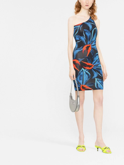 Louisa Ballou Blue Plunge Minidress In Blue