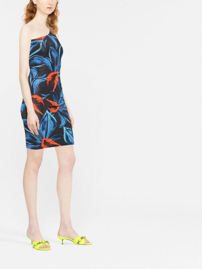 Louisa Ballou Blue Plunge Minidress In Blue