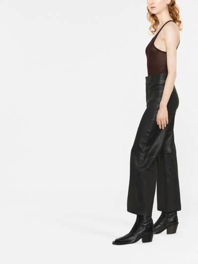 Shop Arma Wide-leg Cropped Leather Trousers In Black