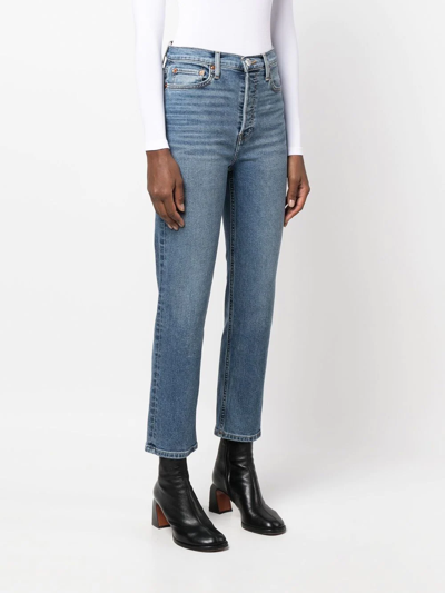 Shop Re/done Cropped Straight-leg Jeans In Blue