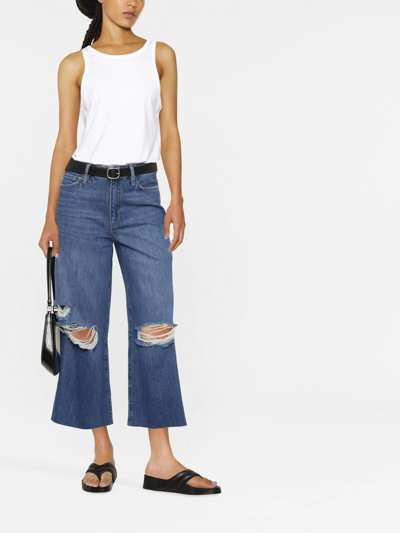 Shop Frame Distressed Cropped-leg Jeans In Blue