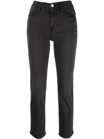 Frame Le High 'n' Tight Straight Leg Jeans In Black