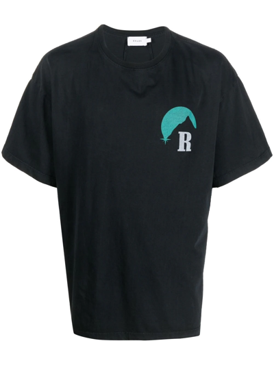 Shop Rhude Mountain Logo Cotton T-shirt In Black
