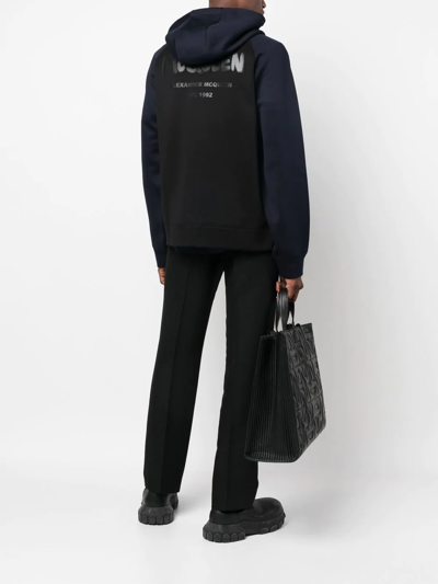 Alexander Mcqueen Colour-block Zip-up Hoodie In Black