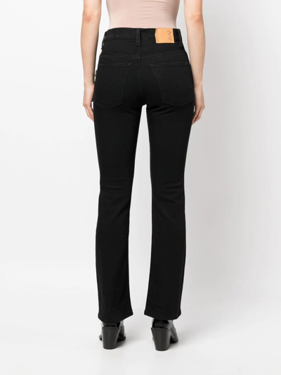 Shop Haikure Stretch-cotton High-waisted Jeans In Black