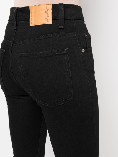 Shop Haikure Stretch-cotton High-waisted Jeans In Black