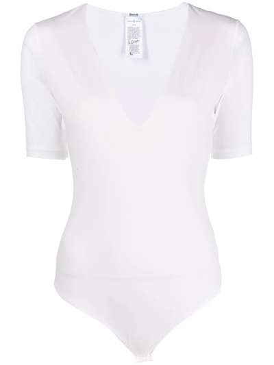 Shop Wolford Short-sleeve Fitted Bodysuit In White