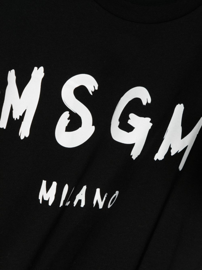 Shop Msgm Logo-print Cotton T-shirt In Black