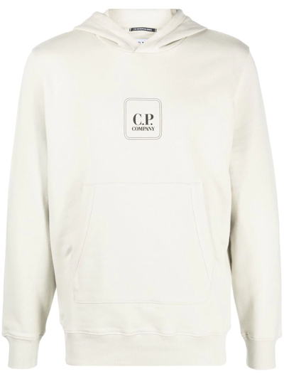 Shop C.p. Company Logo Pullover Hoodie In Neutrals